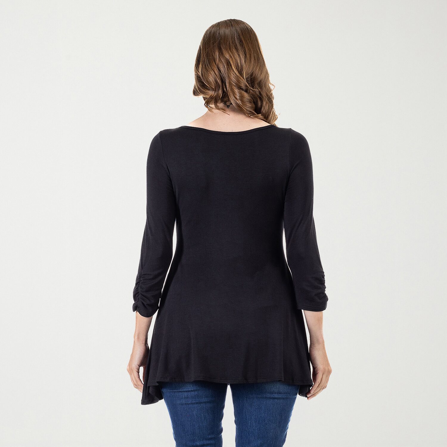 24seven Comfort Apparel Womens Boat Neck 3/4 Sleeve Tunic Top