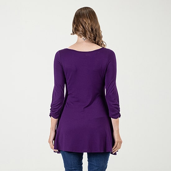 24seven Comfort Apparel Womens Boat Neck 3/4 Sleeve Tunic Top