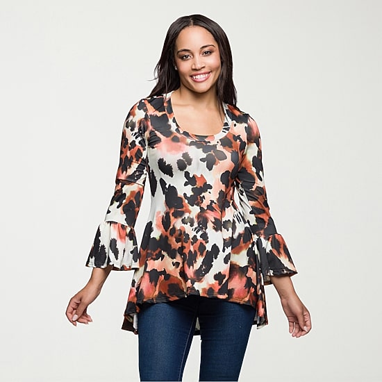 24seven Comfort Apparel Womens Scoop Neck 3/4 Sleeve Tunic Top
