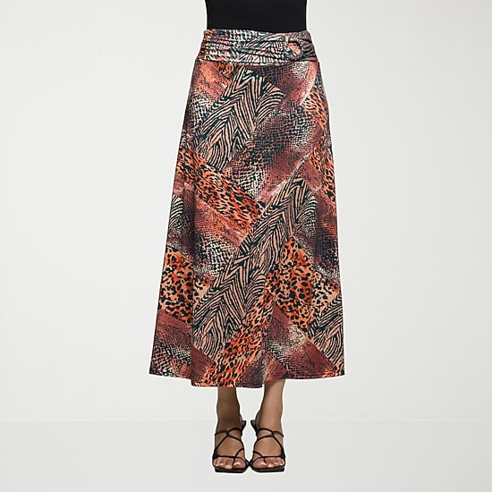 24seven Comfort Apparel Womens Mid Rise Stretch Fabric Pencil Skirt