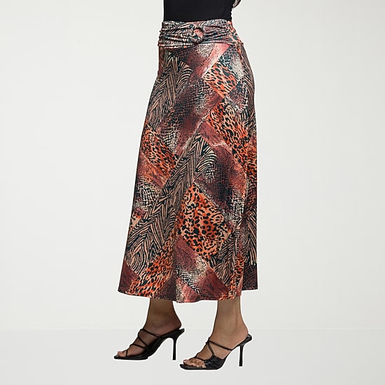 24seven Comfort Apparel Womens Mid Rise Stretch Fabric Pencil Skirt