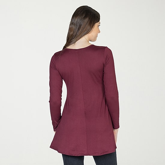 24seven Comfort Apparel Womens Henley Neck Long Sleeve Tunic Top