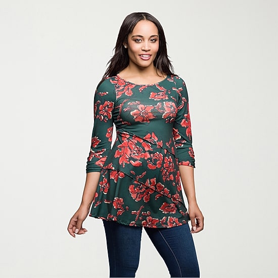 24seven Comfort Apparel Womens Round Neck 3/4 Sleeve Tunic Top