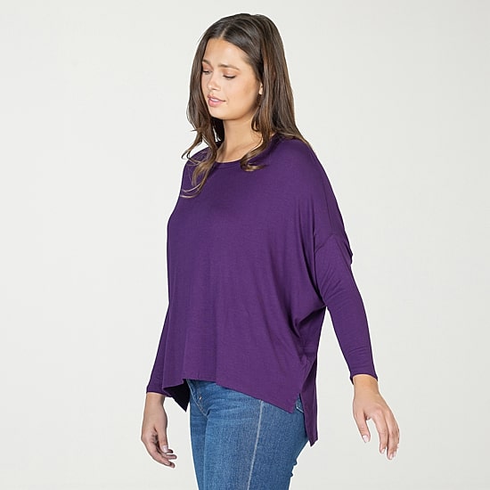 24seven Comfort Apparel Womens Round Neck Long Sleeve Blouse