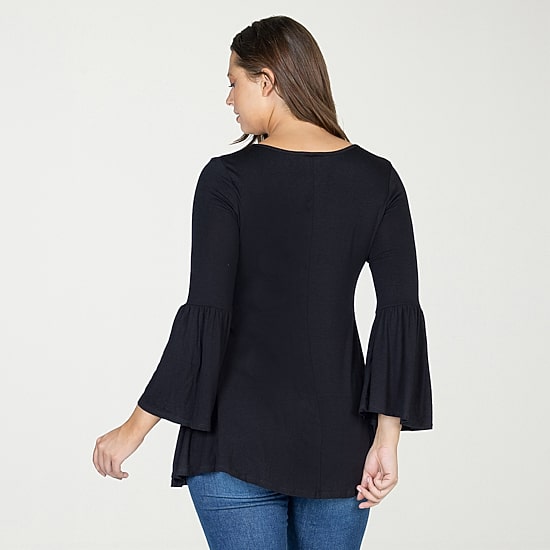 24seven Comfort Apparel Womens Scoop Neck 3/4 Sleeve Tunic Top