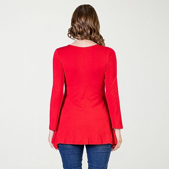 24seven Comfort Apparel Womens Scoop Neck Long Sleeve Tunic Top