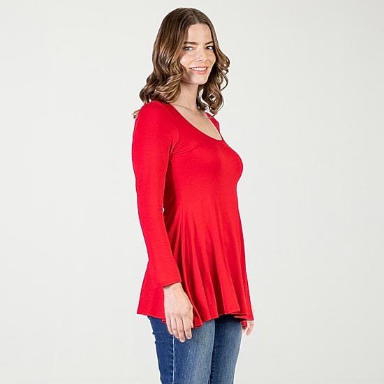 24seven Comfort Apparel Womens Scoop Neck Long Sleeve Tunic Top