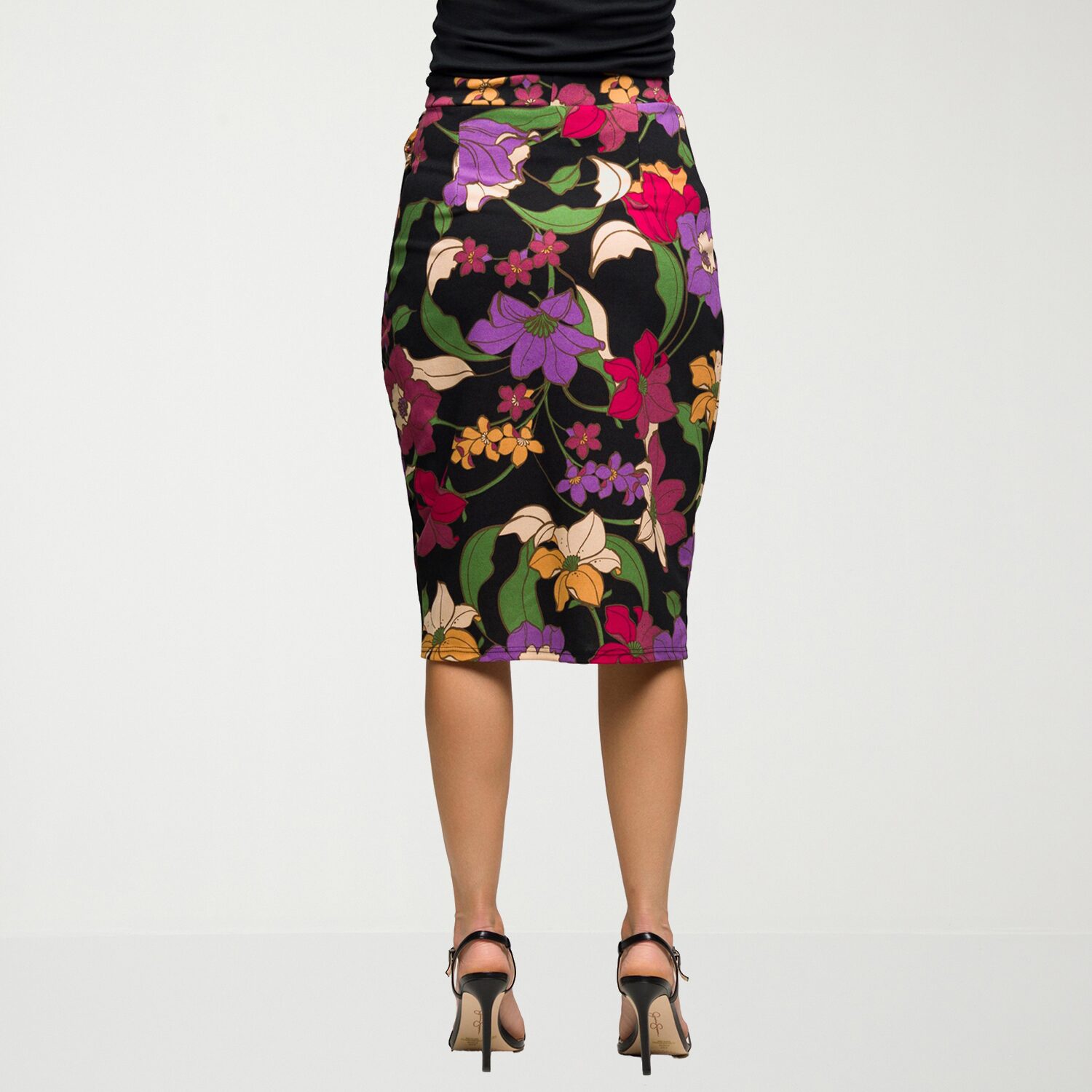 24seven Comfort Apparel Womens Mid Rise Stretch Fabric Pencil Skirt