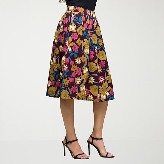 24seven Comfort Apparel Womens Stretch Fabric Mid Rise Midi Pleated Skirt