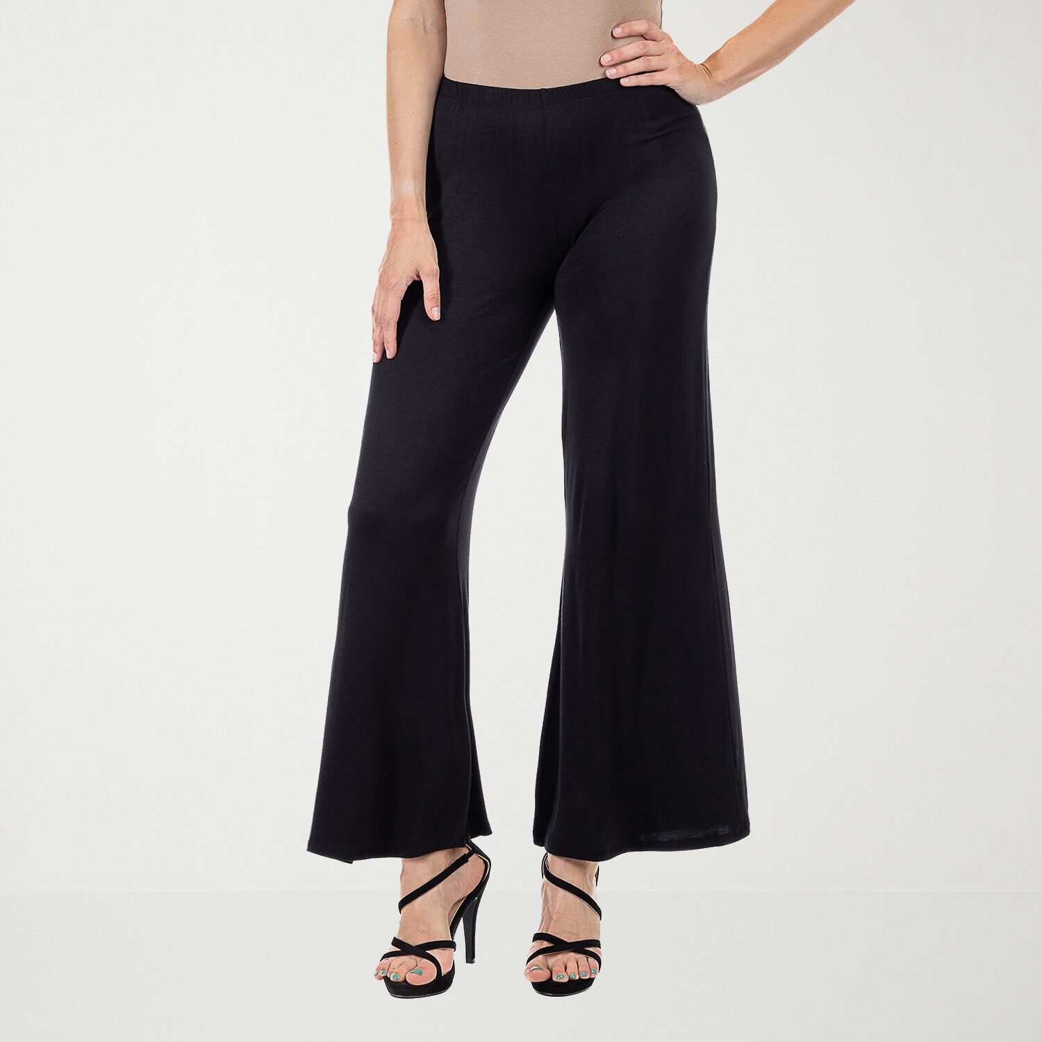 24seven Comfort Apparel Womens Mid Rise Wide Leg Palazzo Pant