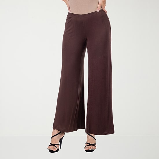 24seven Comfort Apparel Womens Mid Rise Wide Leg Palazzo Pant