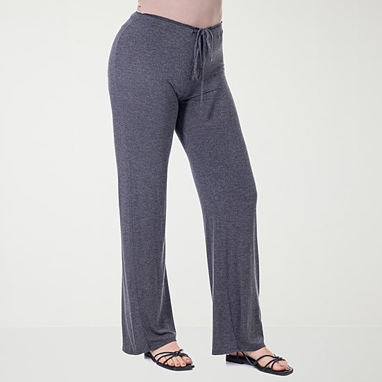 24seven Comfort Apparel Womens Wide Leg Mid Rise Drawstring Pant