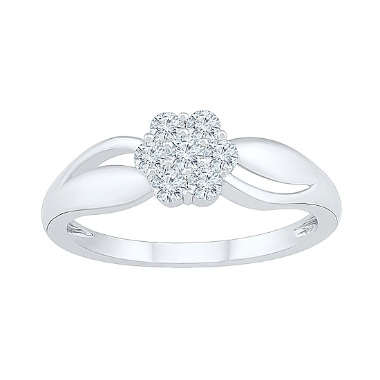 Womens 3/8 CT. T.W. Natural White Diamond 10K Gold Cluster Cocktail Ring