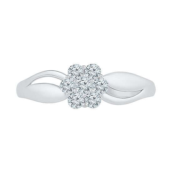 Womens 3/8 CT. T.W. Natural White Diamond 10K Gold Cluster Cocktail Ring