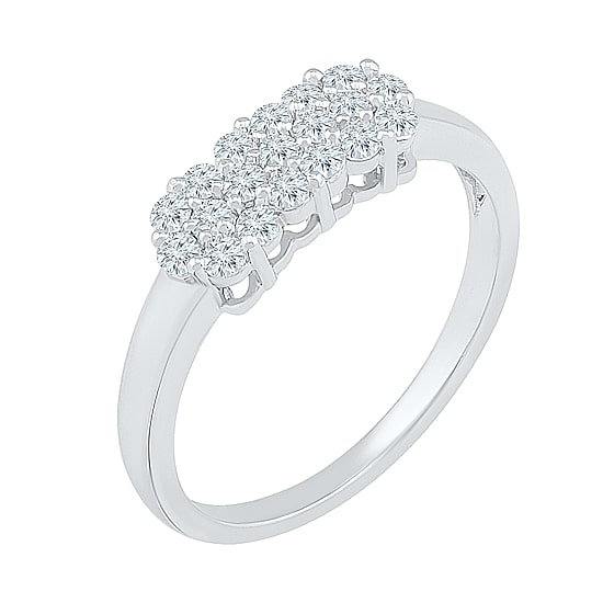 Womens 3/8 CT. T.W. Natural White Diamond 10K Gold Cluster Cocktail Ring