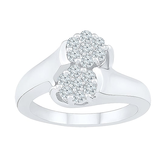 Womens 1/2 CT. T.W. Natural White Diamond 10K Gold Flower Cluster Cocktail Ring