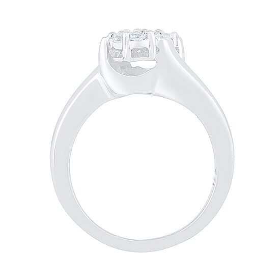 Womens 1/2 CT. T.W. Natural White Diamond 10K Gold Flower Cluster Cocktail Ring