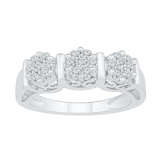 Womens 2MM 1/2 CT. T.W. Natural White Diamond 10K Gold Cluster Band