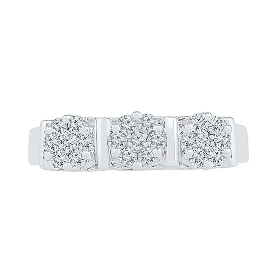 Womens 2MM 1/2 CT. T.W. Natural White Diamond 10K Gold Cluster Band