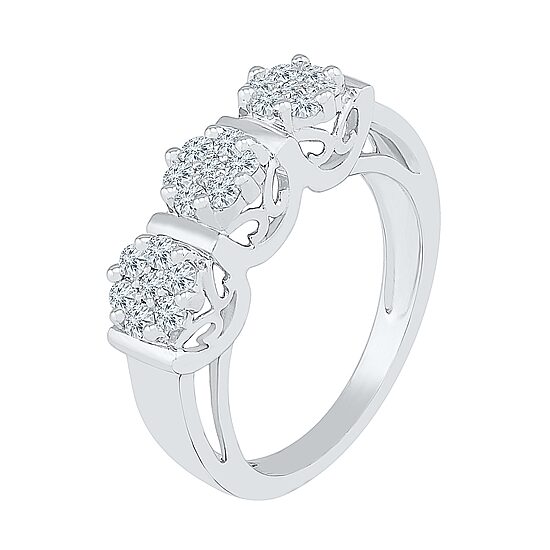 Womens 2MM 1/2 CT. T.W. Natural White Diamond 10K Gold Cluster Band