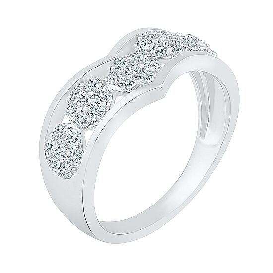 Womens 2MM 5/8 CT. T.W. Natural White Diamond 10K Gold Chevron Cluster Band