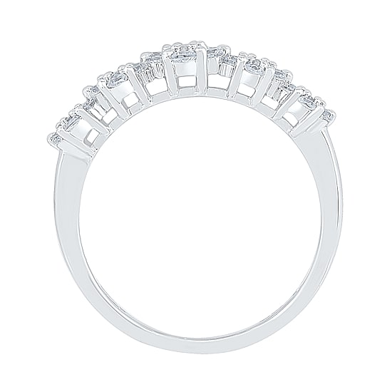 Womens 2MM 5/8 CT. T.W. Natural White Diamond 10K Gold Flower Cluster Band