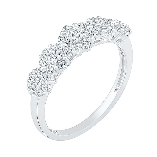 Womens 2MM 5/8 CT. T.W. Natural White Diamond 10K Gold Flower Cluster Band