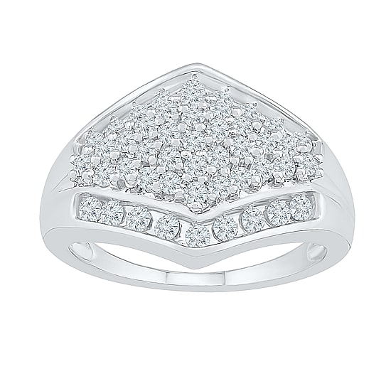 Womens 3/4 CT. T.W. Natural White Diamond 10K Gold Cluster Cocktail Ring