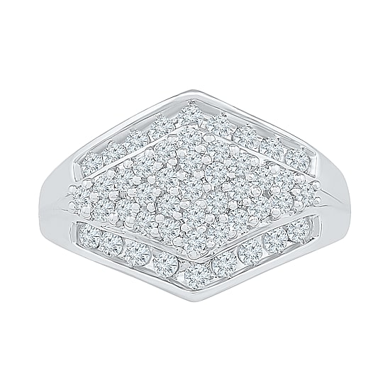 Womens 3/4 CT. T.W. Natural White Diamond 10K Gold Cluster Cocktail Ring