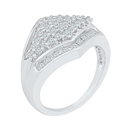 Womens 3/4 CT. T.W. Natural White Diamond 10K Gold Cluster Cocktail Ring