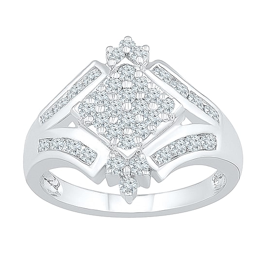 Womens 3/4 CT. T.W. Natural White Diamond 10K Gold Cluster Cocktail Ring