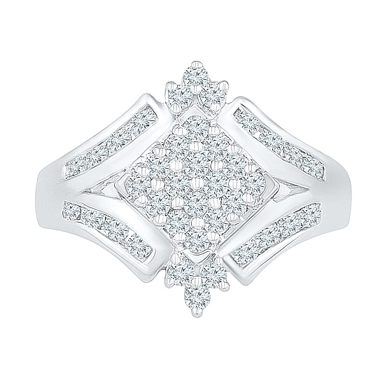 Womens 3/4 CT. T.W. Natural White Diamond 10K Gold Cluster Cocktail Ring