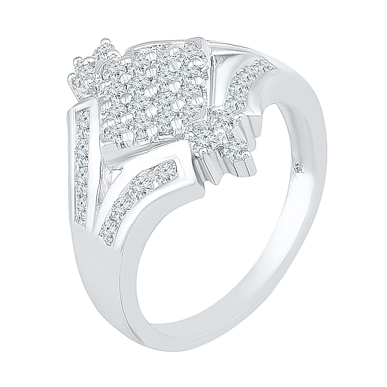 Womens 3/4 CT. T.W. Natural White Diamond 10K Gold Cluster Cocktail Ring