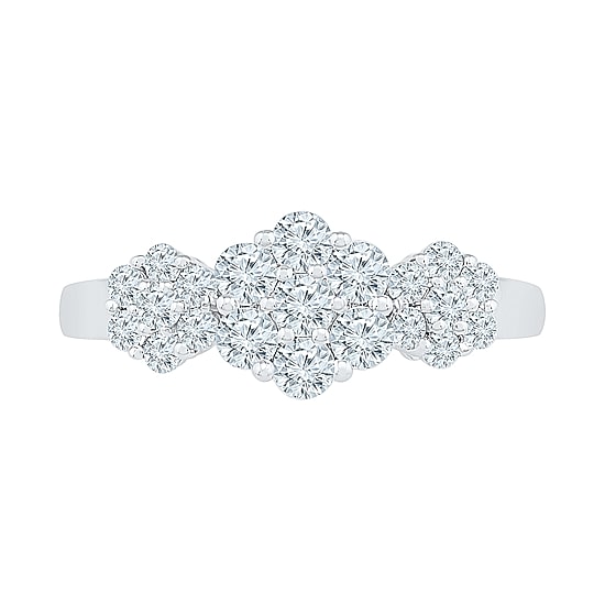 Womens 3/4 CT. T.W. Natural White Diamond 10K Gold Flower Cluster Cocktail Ring