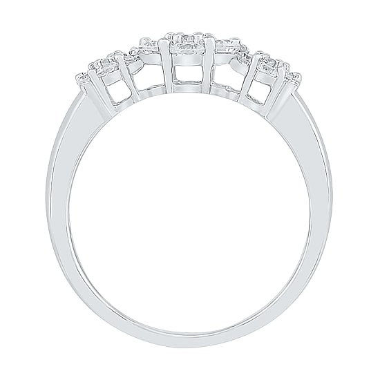 Womens 3/4 CT. T.W. Natural White Diamond 10K Gold Flower Cluster Cocktail Ring