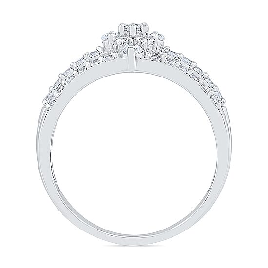 Womens 3/4 CT. T.W. Natural White Diamond 10K Gold Cluster Cocktail Ring