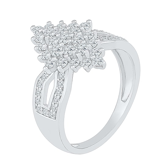 Womens 7/8 CT. T.W. Natural White Diamond 10K Gold Cluster Cocktail Ring