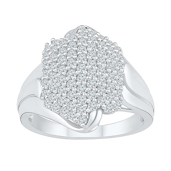 Womens 7/8 CT. T.W. Natural White Diamond 10K Gold Cluster Cocktail Ring