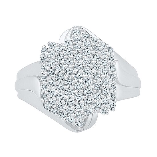 Womens 7/8 CT. T.W. Natural White Diamond 10K Gold Cluster Cocktail Ring