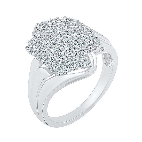Womens 7/8 CT. T.W. Natural White Diamond 10K Gold Cluster Cocktail Ring