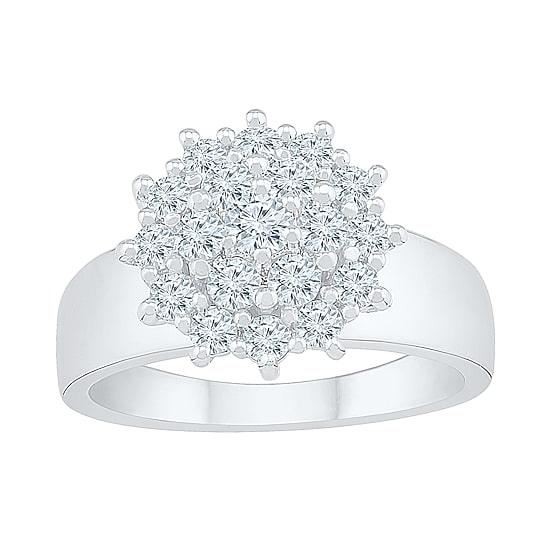 Womens 7/8 CT. T.W. Natural White Diamond 10K Gold Cluster Cocktail Ring