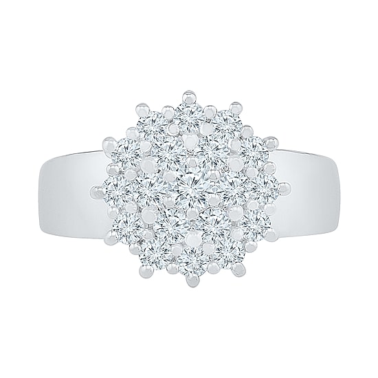 Womens 7/8 CT. T.W. Natural White Diamond 10K Gold Cluster Cocktail Ring