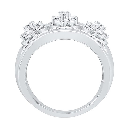 Womens 1 CT. T.W. Natural White Diamond 10K Gold Cluster Cocktail Ring