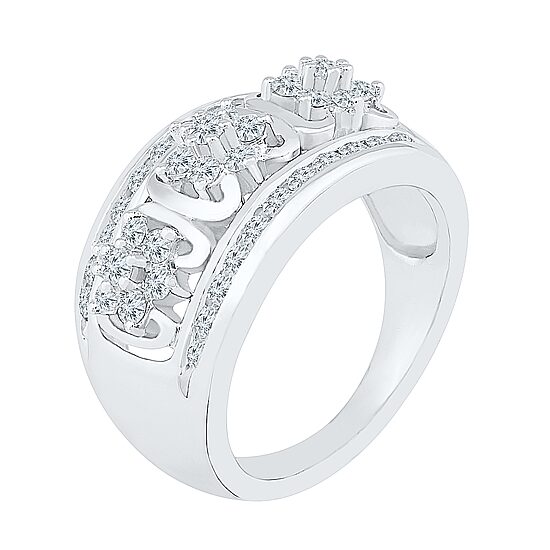 Womens 1 CT. T.W. Natural White Diamond 10K Gold Cluster Cocktail Ring