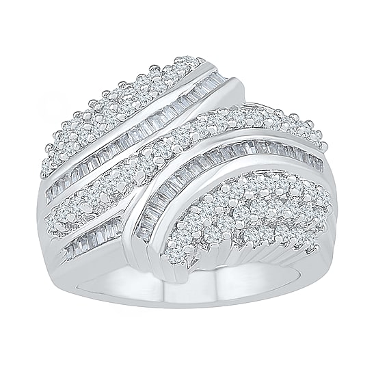 Womens 1 CT. T.W. Natural White Diamond 10K Gold Cluster Cocktail Ring