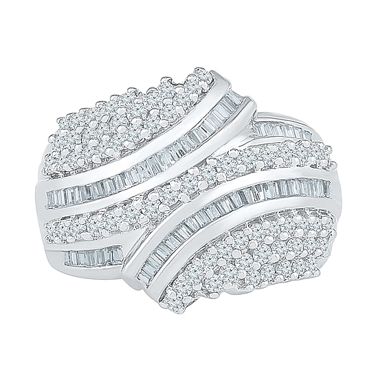 Womens 1 CT. T.W. Natural White Diamond 10K Gold Cluster Cocktail Ring