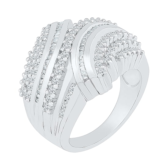 Womens 1 CT. T.W. Natural White Diamond 10K Gold Cluster Cocktail Ring