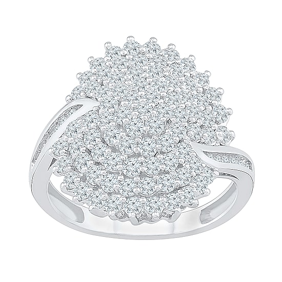 Womens 1 1/4 CT. T.W. Natural White Diamond 10K Gold Cluster Cocktail Ring