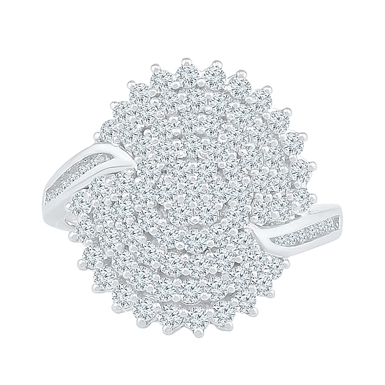 Womens 1 1/4 CT. T.W. Natural White Diamond 10K Gold Cluster Cocktail Ring