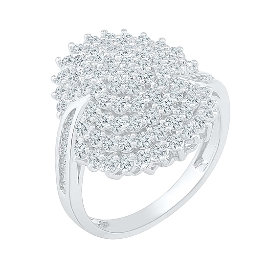 Womens 1 1/4 CT. T.W. Natural White Diamond 10K Gold Cluster Cocktail Ring